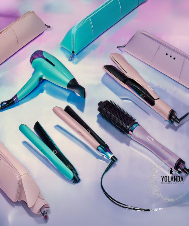 Herramientas profesionales de peluquería GHD: planchas, secadores y cepillos, disponibles en Peluquería & Estética Yolanda.